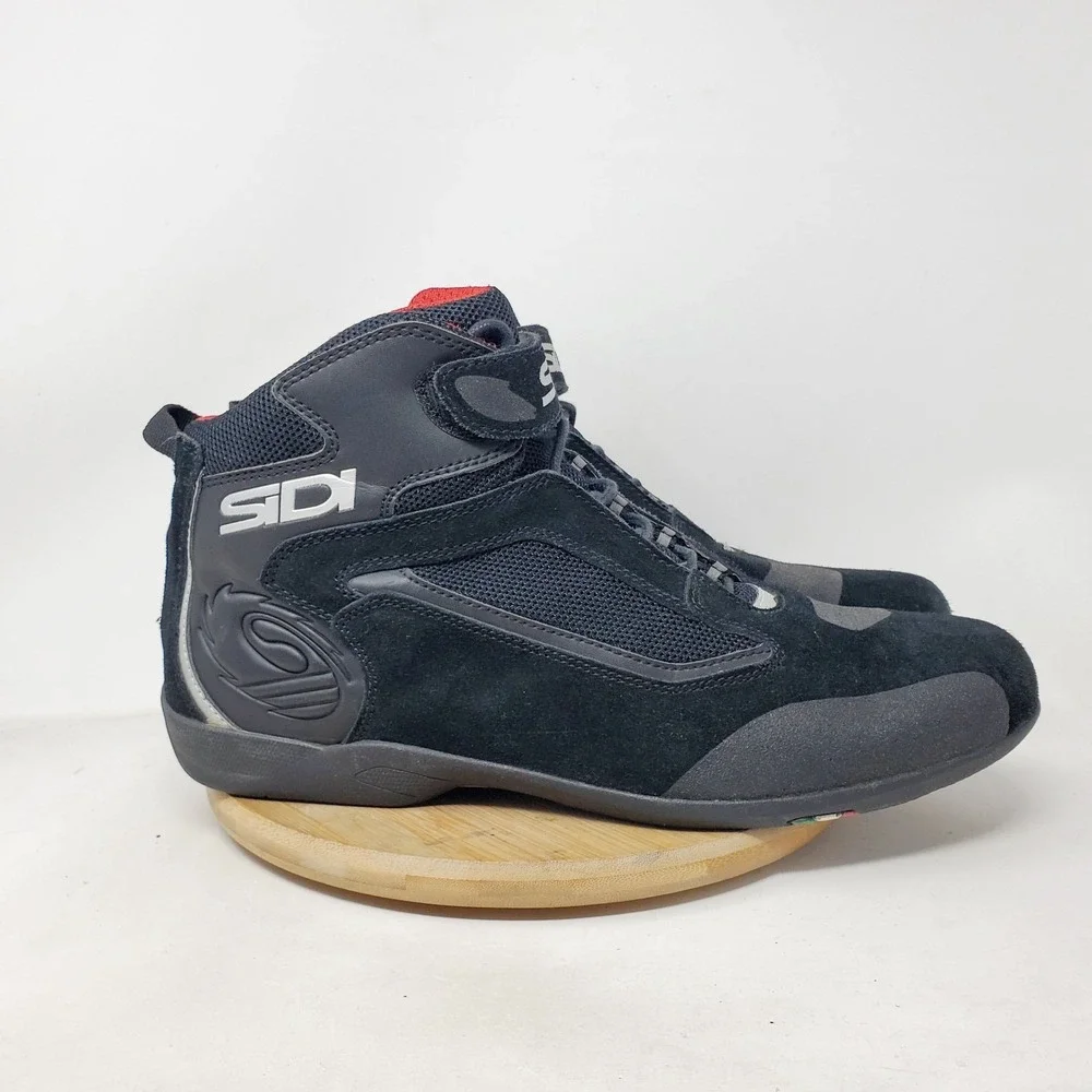 SIDI Gas Motorcycle Boots Mens 12.5 Lace Up Black Suede Sneaker Bike Moto Shoes